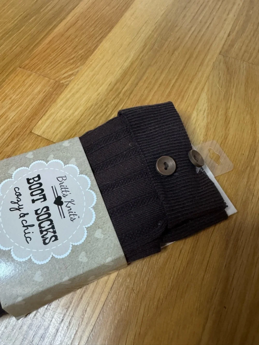 Britt’s Knits NEW Brown Button Detail Boot Socks - One Size Fits Most